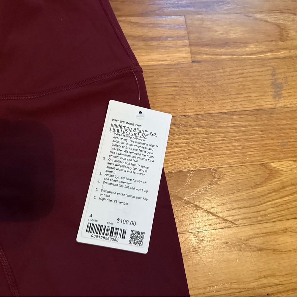 Lululemon Align No Line 28” Leggings Size 4 Burgundy Bay - Picture 6 of 7